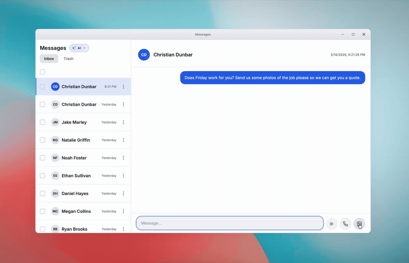 High resolution photo sharing in chat